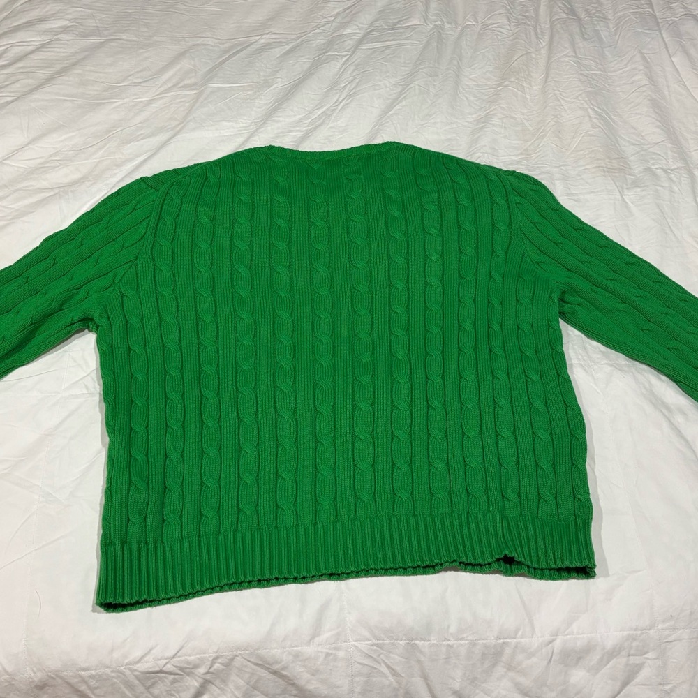 Ralph Lauren Bright Green Cable-Knit Crewneck Sweater - Picture 5 of 5